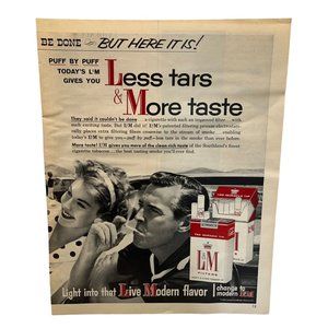 Vintage 1958 Print Ad L&M Cigarettes Puff By Puff Smoking Liggett & Myers